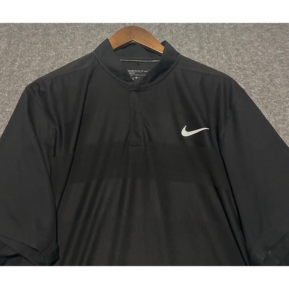 Nike collar blade polo shirt mens black golf performance dri fit XL stretch